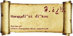 Hangyási Ákos névjegykártya